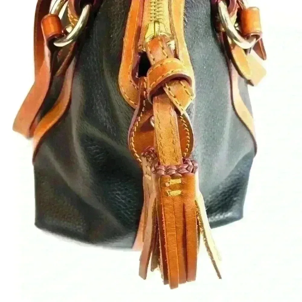 Dooney & Bourke Black Tan Tassel Handbag